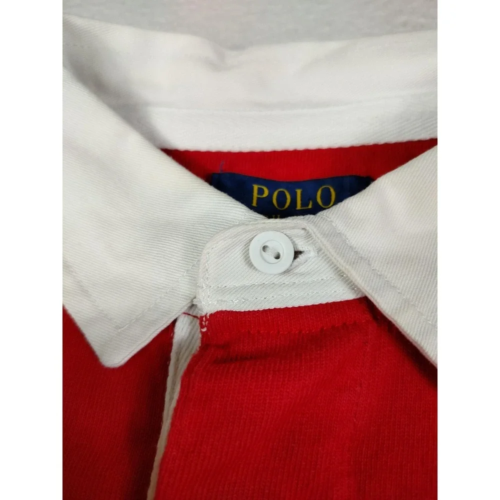 Polo Ralph Lauren Rugby Shirt Mens XL Red Blue Yellow Stripe Pony Classic Fit
